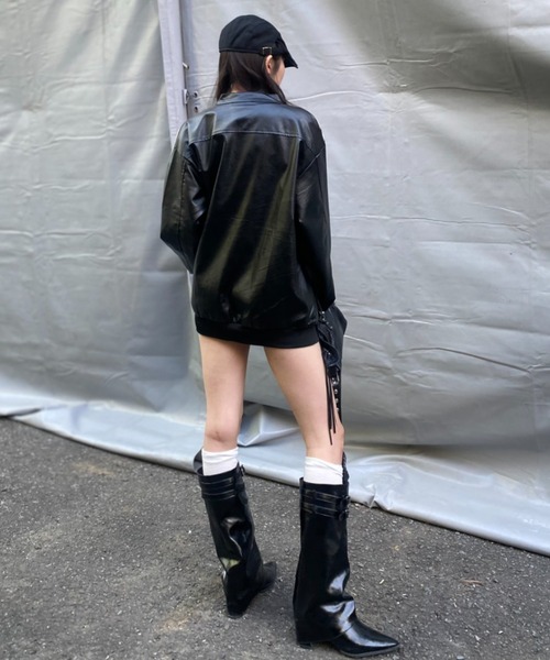 lilful(リルフル)の「ダブルジップサイドライン オーバーサイズ PUレザージャケット(ライダースジャケット・メンズ・ブラック/ブラウン・M/L)」の17枚目の写真