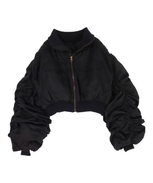 ANAP(アナップ)の「シャーリング スリーブ ショート ブルゾン(ブルゾン・レディース・ピンク/カーキ/ブラック・F)」の12枚目の写真