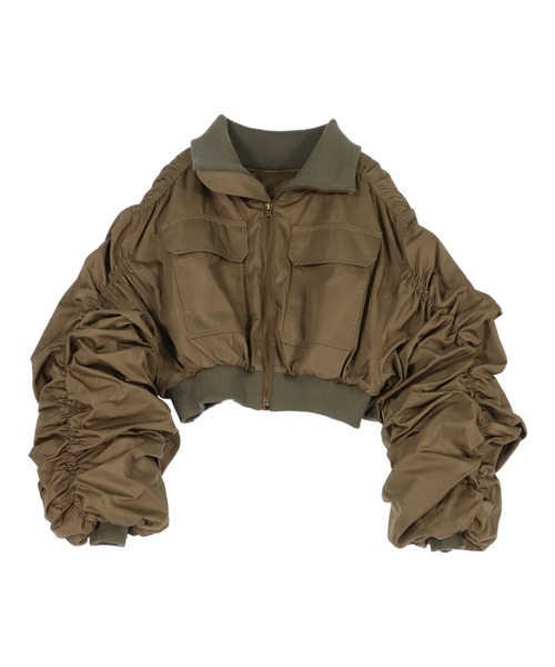 ANAP(アナップ)の「シャーリング スリーブ ショート ブルゾン(ブルゾン・レディース・ピンク/カーキ/ブラック・F)」の11枚目の写真