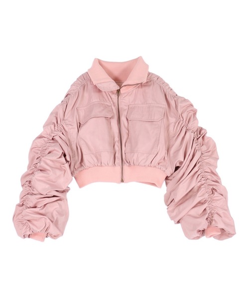 ANAP(アナップ)の「シャーリング スリーブ ショート ブルゾン(ブルゾン・レディース・ピンク/カーキ/ブラック・F)」の10枚目の写真