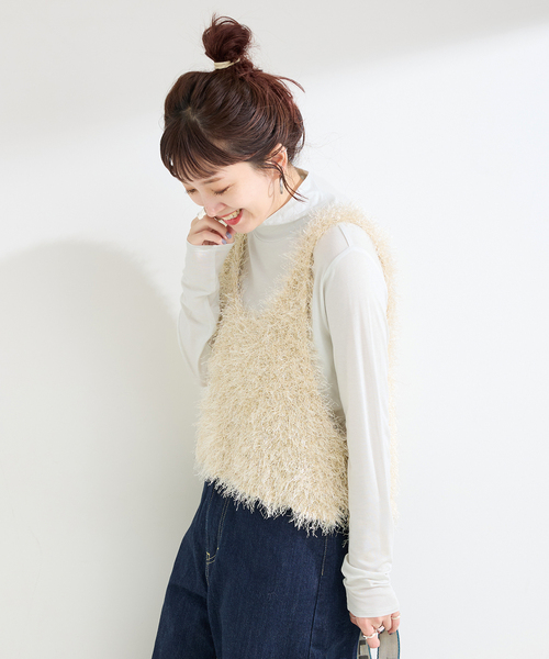 B.C STOCK（ベーセーストック）の「手洗い可 / ウール混カットタートルプルオーバー（Tシャツ/カットソー・レディース・ホワイト/チャコールグレー/ブラック・FREE）」の18枚目の写真