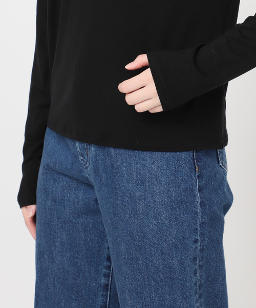 B.C STOCK（ベーセーストック）の「手洗い可 / ウール混カットタートルプルオーバー（Tシャツ/カットソー・レディース・ホワイト/チャコールグレー/ブラック・FREE）」の11枚目の写真