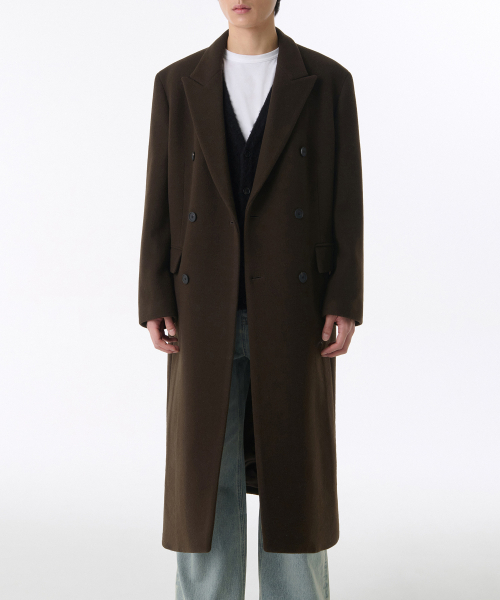MUSINSA STANDARD（ムシンサスタンダード）の「カシミヤブレンドダディショルダーダブルロングコート[バロックブラウン]（チェスターコート・メンズ・その他・MEDIUM/LARGE/X-LARGE/XX-LARGE）」の8枚目の写真