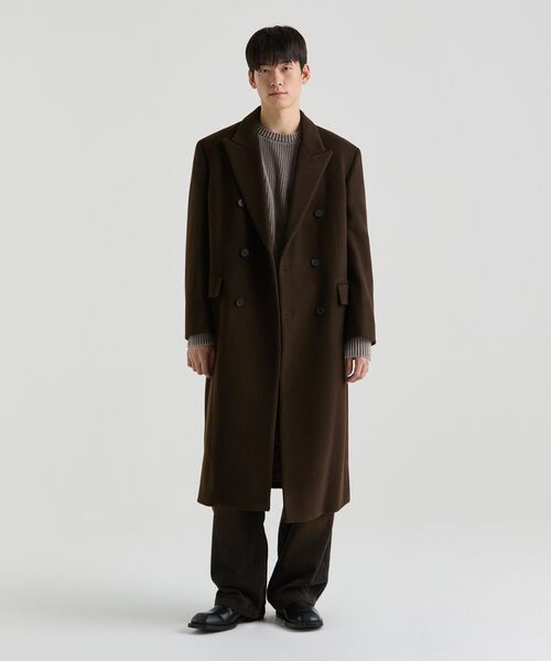 MUSINSA STANDARD（ムシンサスタンダード）の「カシミヤブレンドダディショルダーダブルロングコート[バロックブラウン]（チェスターコート・メンズ・その他・MEDIUM/LARGE/X-LARGE/XX-LARGE）」の3枚目の写真