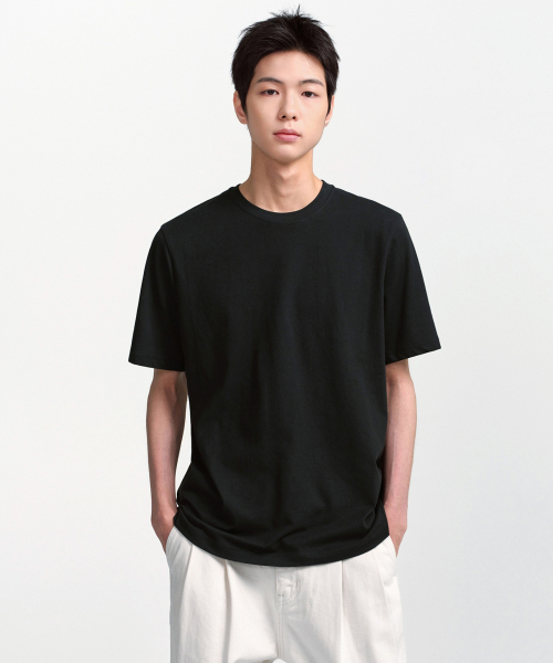 MUSINSA STANDARD（ムシンサスタンダード）の「[クールタンダード] ベーシッククルーネックTシャツ [ブラック]（Tシャツ/カットソー・メンズ・その他・XX-LARGE/XXX-LARGE/SMALL/MEDIUM/LARGE/X-LARGE）」の17枚目の写真