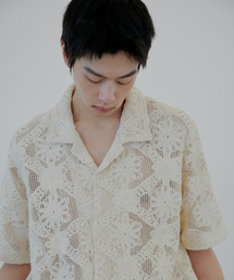 NUAKLE（ヌアクル）の「Flower Crochet Shirt_Cream（シャツ/ブラウス）」