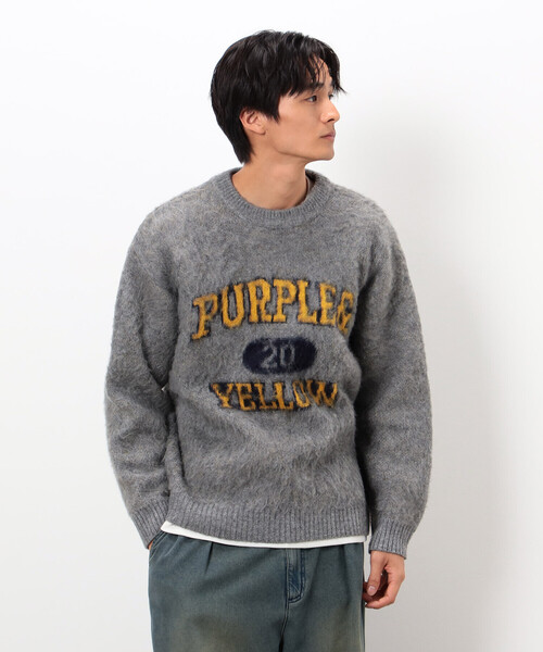 Purple&Yellow(パープルアンドイエロー)の「起毛 カレッジロゴ プルオーバー(ニット/セーター・メンズ・ブラック/グレー/ブルー・MEDIUM/SMALL/LARGE)」の19枚目の写真