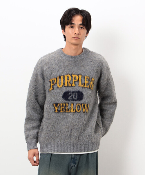 Purple&Yellow(パープルアンドイエロー)の「起毛 カレッジロゴ プルオーバー(ニット/セーター・メンズ・ブラック/グレー/ブルー・MEDIUM/SMALL/LARGE)」の21枚目の写真