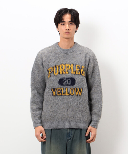 Purple&Yellow(パープルアンドイエロー)の「起毛 カレッジロゴ プルオーバー(ニット/セーター・メンズ・ブラック/グレー/ブルー・MEDIUM/SMALL/LARGE)」の8枚目の写真