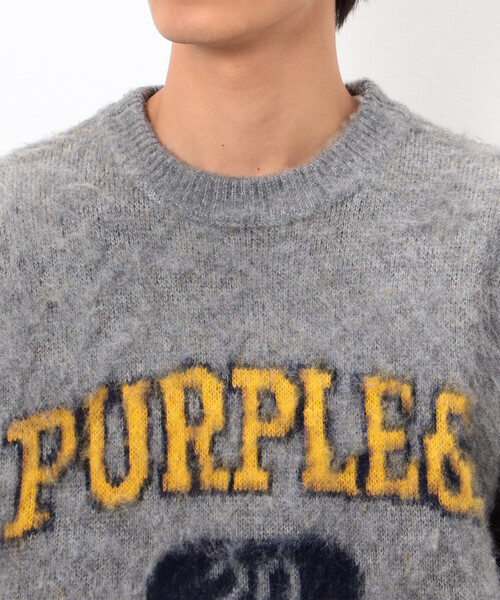 Purple&Yellow(パープルアンドイエロー)の「起毛 カレッジロゴ プルオーバー(ニット/セーター・メンズ・ブラック/グレー/ブルー・MEDIUM/SMALL/LARGE)」の11枚目の写真