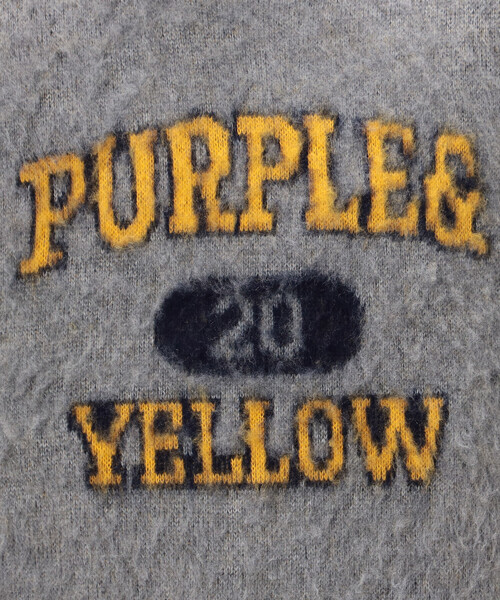 Purple&Yellow(パープルアンドイエロー)の「起毛 カレッジロゴ プルオーバー(ニット/セーター・メンズ・ブラック/グレー/ブルー・MEDIUM/SMALL/LARGE)」の14枚目の写真