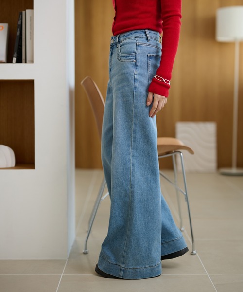 LAULEN(ローレン)の「wide leg flare denim pants /ワイドレッグフレアデニムパンツ(デニムパンツ・レディース・ダークブルー/ライトブルー・M/S)」の21枚目の写真