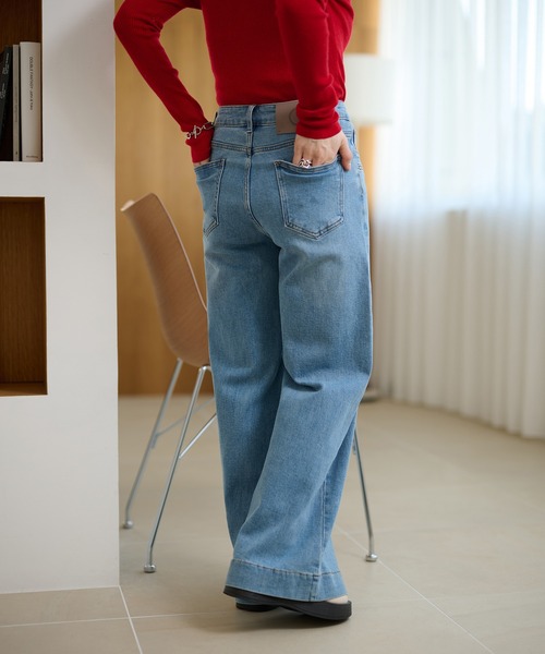 LAULEN(ローレン)の「wide leg flare denim pants /ワイドレッグフレアデニムパンツ(デニムパンツ・レディース・ダークブルー/ライトブルー・M/S)」の11枚目の写真