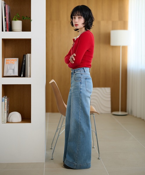 LAULEN(ローレン)の「wide leg flare denim pants /ワイドレッグフレアデニムパンツ(デニムパンツ・レディース・ダークブルー/ライトブルー・M/S)」の15枚目の写真