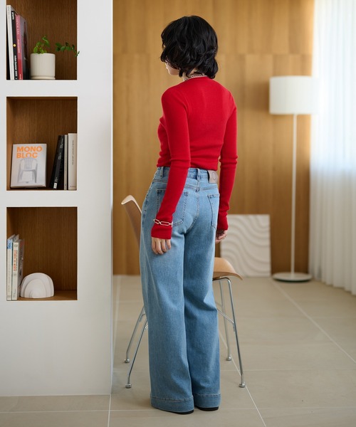 LAULEN(ローレン)の「wide leg flare denim pants /ワイドレッグフレアデニムパンツ(デニムパンツ・レディース・ダークブルー/ライトブルー・M/S)」の16枚目の写真