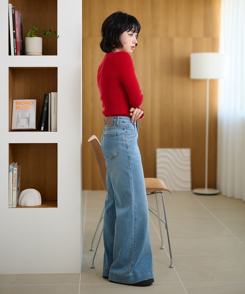 LAULEN(ローレン)の「wide leg flare denim pants /ワイドレッグフレアデニムパンツ(デニムパンツ・レディース・ダークブルー/ライトブルー・M/S)」の5枚目の写真