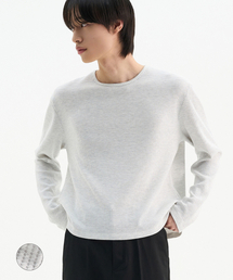 コンフォートワッフルクロップロングスリーブTシャツ_グレー