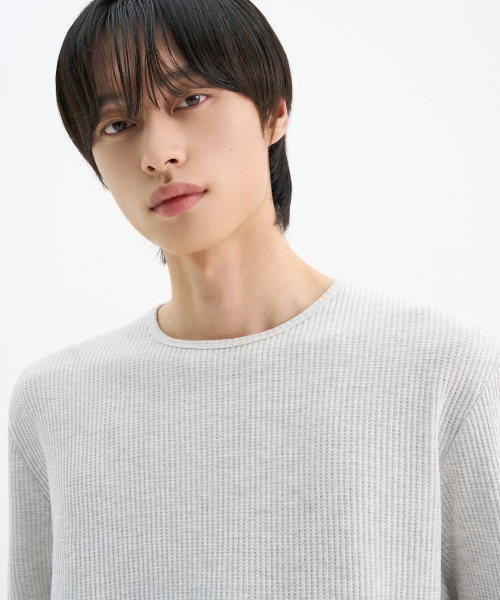 TRIP LE SENS(トリップ ル センス)の「コンフォートワッフルクロップロングスリーブTシャツ_グレー(Tシャツ/カットソー・メンズ・その他・MEDIUM/LARGE)」の2枚目の写真