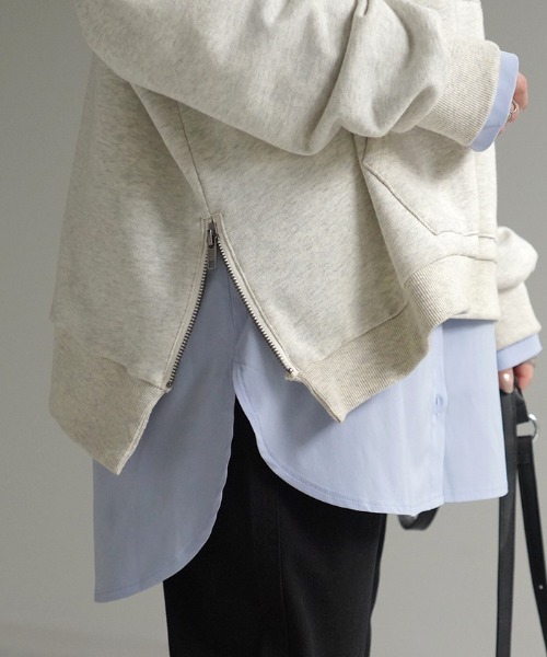 HUG.U(ハグユー)の「シャツレイヤード風カットソー(Tシャツ/カットソー・レディース・ホワイト/ホワイト×ブルー/ブラック/ホワイト×ピンク・L/M)」の3枚目の写真