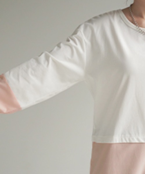 HUG.U(ハグユー)の「シャツレイヤード風カットソー(Tシャツ/カットソー・レディース・ホワイト/ホワイト×ブルー/ブラック/ホワイト×ピンク・L/M)」の22枚目の写真