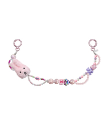 VVV（ブイブイブイ）の「バニーミックスビーズツーウェイキーホルダー_ピンク（キーケース/キーアクセサリー）」