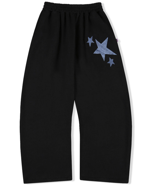 LAUGHER（ラファー）の「Star Denim Patchwork Jogger Pants - Black（スウェットパンツ・レディース・その他・FREE）」の2枚目の写真
