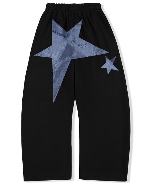 LAUGHER（ラファー）の「Star Denim Patchwork Jogger Pants - Black（スウェットパンツ・レディース・その他・FREE）」の3枚目の写真
