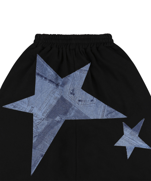 LAUGHER（ラファー）の「Star Denim Patchwork Jogger Pants - Black（スウェットパンツ・レディース・その他・FREE）」の5枚目の写真