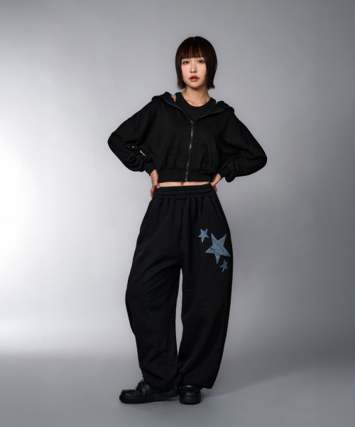 LAUGHER（ラファー）の「Star Denim Patchwork Jogger Pants - Black（スウェットパンツ・レディース・その他・FREE）」の8枚目の写真