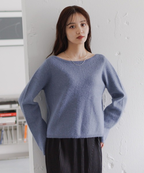 Andemiu(アンデミュウ)の「2WAYアンゴラVカーディガン612422(ニット/セーター・レディース・ブラック/グレー/オフホワイト/ブルー・FREE)」の1枚目の写真