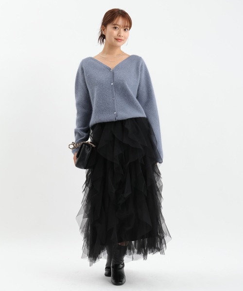 Andemiu(アンデミュウ)の「2WAYアンゴラVカーディガン612422(ニット/セーター・レディース・ブラック/グレー/オフホワイト/ブルー・FREE)」の10枚目の写真