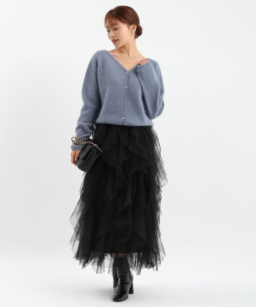 Andemiu(アンデミュウ)の「2WAYアンゴラVカーディガン612422(ニット/セーター・レディース・ブラック/グレー/オフホワイト/ブルー・FREE)」の11枚目の写真