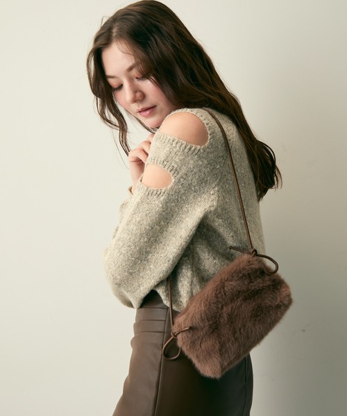 Lunea（ルネア）の「2wayスクエアワンハンドルファーバッグ/2種類のショルダー紐付き（ショルダーバッグ・レディース・ベージュ/ブラック/アイボリー/ブラウン・FREE）」の3枚目の写真