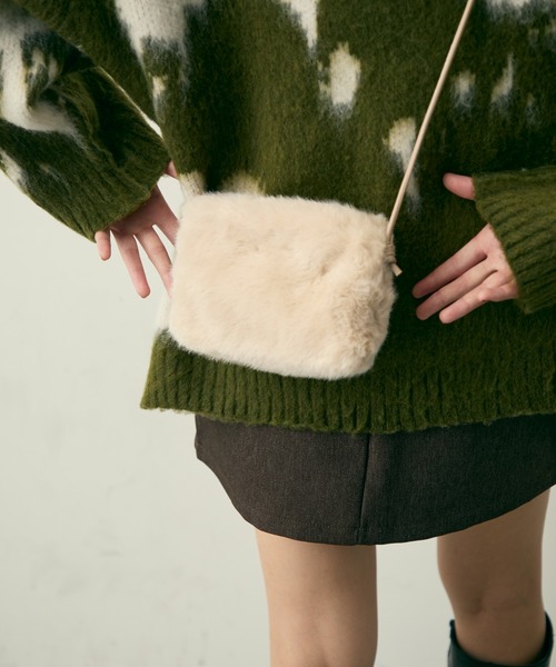 Lunea（ルネア）の「2wayスクエアワンハンドルファーバッグ/2種類のショルダー紐付き（ショルダーバッグ・レディース・ベージュ/ブラック/アイボリー/ブラウン・FREE）」の12枚目の写真