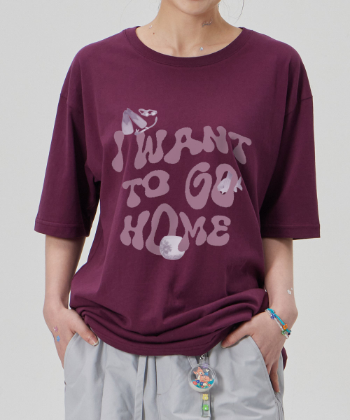 ASTRAL PROJECTION（アストラルプロジェクション）の「[アイ ワン ツー ゴー ホーム]コットンルーズフィット半袖Tシャツ_プラムパープル（Tシャツ/カットソー・メンズ・その他・LARGE/MEDIUM/X-LARGE/XX-LARGE）」の3枚目の写真