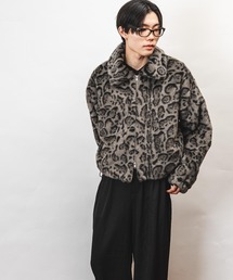 garsonwave（ギャルソンウェーブ）の「ヒョウ柄 フェイクファー ショート丈 裾ドローコート ジャケット(GW)（その他アウター）」