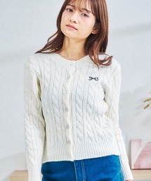ZOZO限定 リボンポイントケーブルカーディガン
