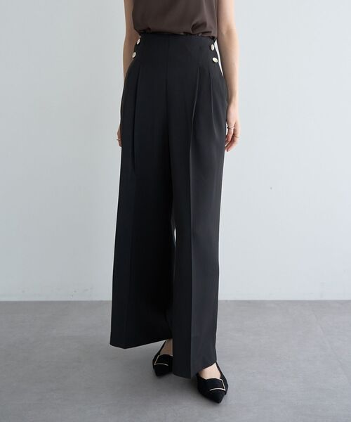 YECCA VECCA（イェッカヴェッカ）の「金釦ワイドパンツ（その他パンツ・レディース・ベージュ/アイボリー/ブラック・S/M）」の3枚目の写真