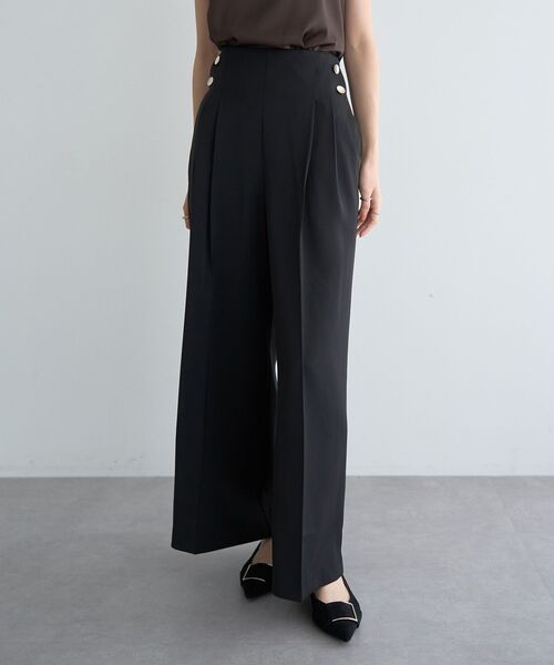 YECCA VECCA（イェッカヴェッカ）の「金釦ワイドパンツ（その他パンツ・レディース・ベージュ/アイボリー/ブラック・S/M）」の9枚目の写真