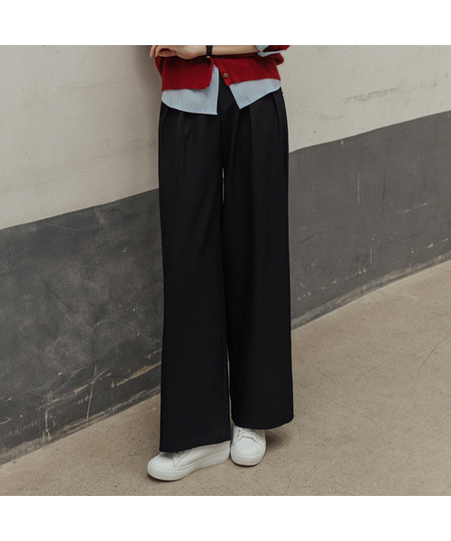FRENCHCHIC(フレンチシック)の「ロンビルドピンタックワイドスラックス_F5F74SL(スラックス・レディース・カーキブラウン/ブラック・MEDIUM/SMALL/LARGE/XS(44))」の1枚目の写真