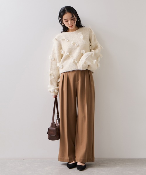 VIS(ビス)の「【WEB限定】ゆるっとボリュームリボンモチーフニット(ニット/セーター・レディース・チャコールグレー/キナリ・FREE)」の15枚目の写真