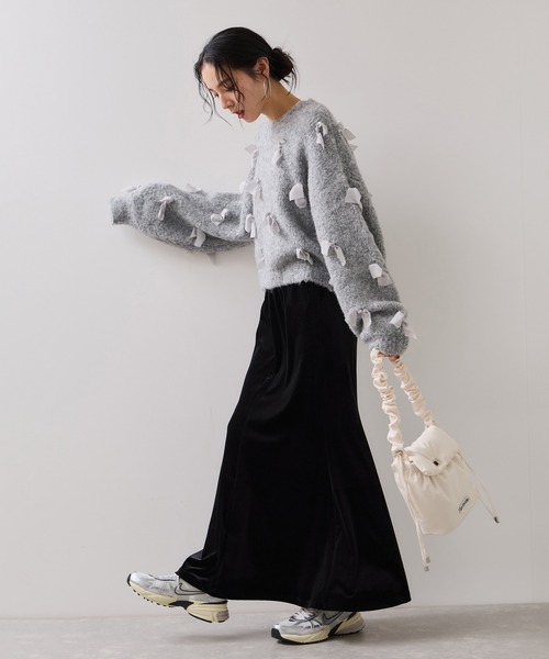 VIS(ビス)の「【WEB限定】ゆるっとボリュームリボンモチーフニット(ニット/セーター・レディース・チャコールグレー/キナリ・FREE)」の20枚目の写真