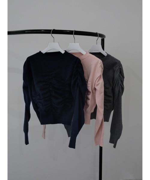 Katrin TOKYO（カトリーントーキョー）の「gather crewneck knit（ニット/セーター・レディース・ピンク/グレー/ネイビー・FREE/XS）」の4枚目の写真