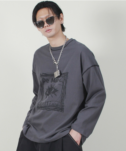 DEMARC(ドゥマーク)の「スクエアグラフィックスティッチ長袖Tシャツチャコール(Tシャツ/カットソー・メンズ・その他・LARGE)」の5枚目の写真