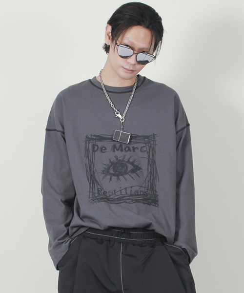 DEMARC(ドゥマーク)の「スクエアグラフィックスティッチ長袖Tシャツチャコール(Tシャツ/カットソー・メンズ・その他・LARGE)」の6枚目の写真