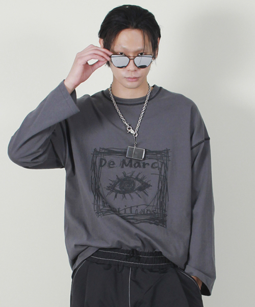 DEMARC(ドゥマーク)の「スクエアグラフィックスティッチ長袖Tシャツチャコール(Tシャツ/カットソー・メンズ・その他・LARGE)」の7枚目の写真