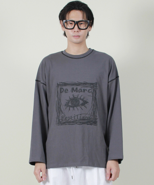 DEMARC(ドゥマーク)の「スクエアグラフィックスティッチ長袖Tシャツチャコール(Tシャツ/カットソー・メンズ・その他・LARGE)」の14枚目の写真