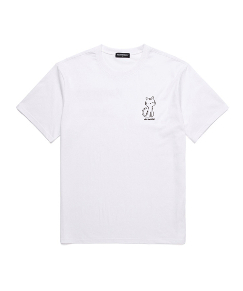 VANNWORKS(バンワークス)の「ネコ半袖Tシャツ (VS0026) ホワイト_ブラック(Tシャツ/カットソー・レディース・その他・MEDIUM/SMALL/X-LARGE/XX-LARGE/LARGE)」の1枚目の写真