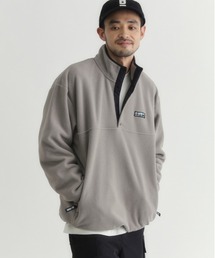 CAMP7(キャンプセブン)の「【CAMP7】フリース ハーフスナップ ロゴ トレーナー (クリーンなデザイン / 高保温性 / ドロップショルダー)(スウェット)」