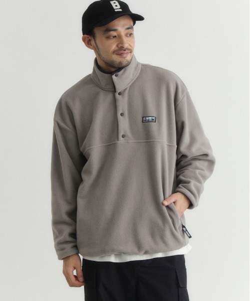 CAMP7（キャンプセブン）の「【CAMP7】フリース ハーフスナップ ロゴ トレーナー (クリーンなデザイン / 高保温性 / ドロップショルダー)（スウェット・メンズ・オフホワイト/グレー/ブラック・S/L/XL/M）」の19枚目の写真